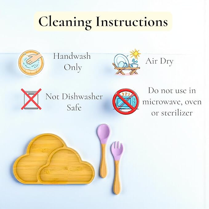 Bamboo Suction Plate and Bowl Set for Babies 7 Feeding Essentials Baby Led Weaning Supplies BPA Free Eco-Friendly (Purple)