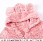 Baby Fleece Jumpsuits Infant Bear Ear Snowsuit Newborn Hooded Romper Warm Coat