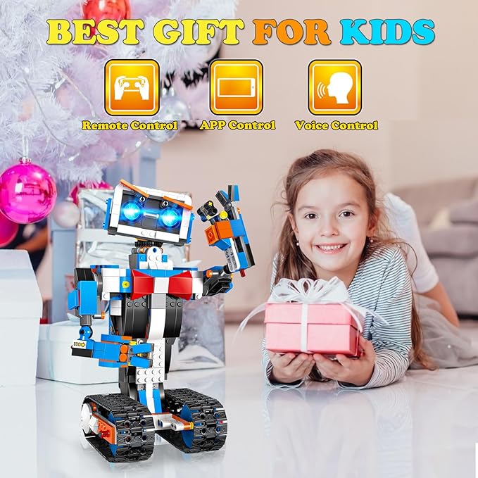 okk Robot Building Toys for Boys, STEM Projects for Kids Ages 8-12, Remote & APP Controlled Engineering Learning Educational Coding DIY Building Kit Rechargeable Robot Toy Gifts for Girls