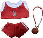 Sports-Themed Basketball Football 3-Piece Set,is Suitable for a 17cm Dolls, Dolls Clothing Accessories ( No Dolls ) (NO.1 -Red)