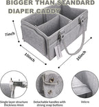 Baby Diaper Caddy Organizer with Handle - Gender Neutral Nursery Storage Bin Basket - Portable Tote Bag - Car Organizer - Newborn Essentials - Grey
