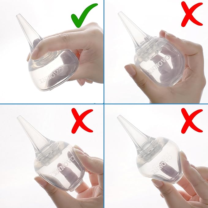 Innovo FSA/HSA Eligible Hospital Grade Silicone Twister Bulb Baby Ear Syringe and Nasal Aspirator, Sucks Snot and Mucus, Cleanable and Reusable, Clear