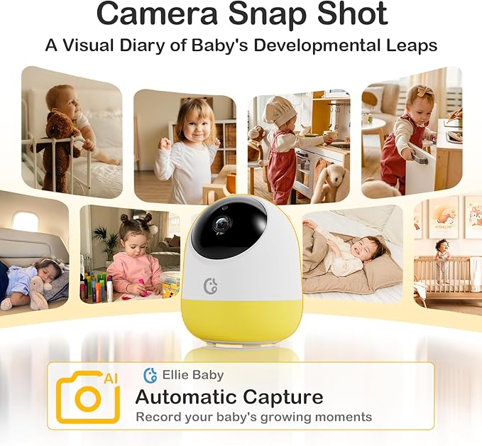 Ellie Pro Baby Monitor with Camera and Audio,5'' IPS 2K UHD Resolution,6000mAh Battery, Remote Pan-Tilt-5X Zoom, 2-Way Talk,No WiFi, Night Vision, Virtual Fence 24hr Play Back and 1000ft Range