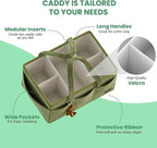 Large Diaper Caddy Organizer with Dividers - Baby Basket for Nursery and Changing Table - Portable Storage with Strong Handles for Diapers, Wipes and Newborn Essentials