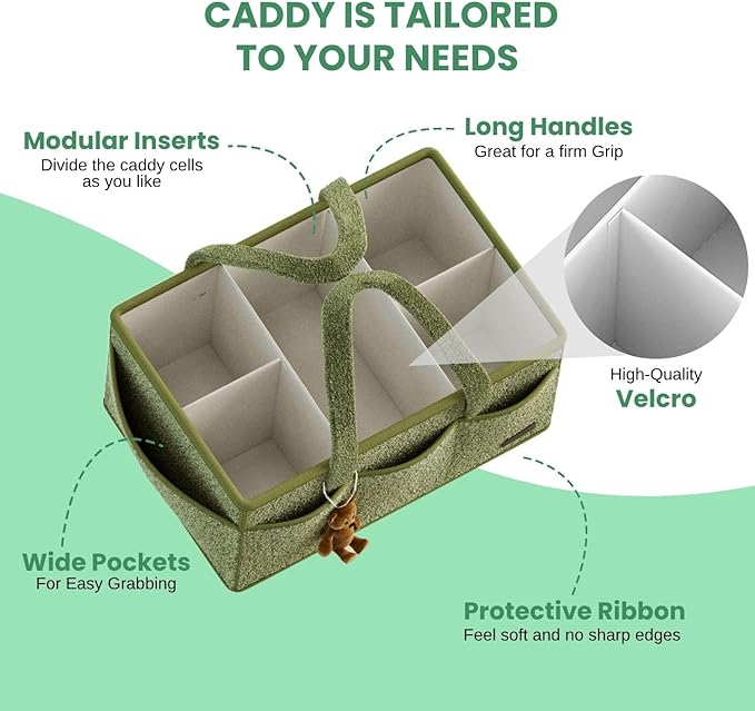 Large Diaper Caddy Organizer with Dividers - Baby Basket for Nursery and Changing Table - Portable Storage with Strong Handles for Diapers, Wipes and Newborn Essentials