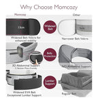 Momcozy Hip Seat Baby Carrier - Adjustable Waistband with Original 3D Belly Protector, Ergonomic Carrier with Various Pockets for Toddlers up to 45lbs (Grey, Medium 27-45IN)