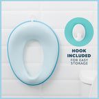 Toddler Potty Training Seat - Toddler Toilet Seat Attachment for Boys & Girls w/Splash Guard, Non-Slip Grip for Secure Fit, Fits Standard Round & Oval Toilets, Storage Hook Included, Blue