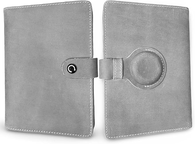 Genuine Leather AirTag Passport Holder and Wallet for Men and Women RFID Blocking for Secure Traveling and Documentation Organizer (Grey)