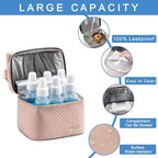 Breastmilk Cooler Bag with Ice Pack Fits 6 Baby Bottles up to 9 Ounce, Breast Milk Pump Cooler Bag with Shoulder Strap for Nursing Mom Daycare, Work, Travel- Pink