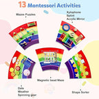 Activity Wall Busy Board for Toddlers: Montessori Sensory Toys- Sensory Wall Panel for Kids Playroom Daycare Learning Center Rainbow