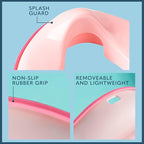 Toddler Potty Training Seat - Toddler Toilet Seat Attachment for Boys & Girls w/Splash Guard, Non-Slip Grip for Secure Fit, Fits Standard Round & Oval Toilets, Storage Hook Included, Pink