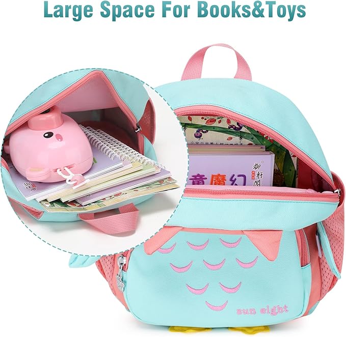 SUN EIGHT Preschool Backpack Toddler for Girls Animal Waterproof Kids Backpack 3D Cartoon School Bag for Baby Girl Boy 1-5 Years（Cute Owl）