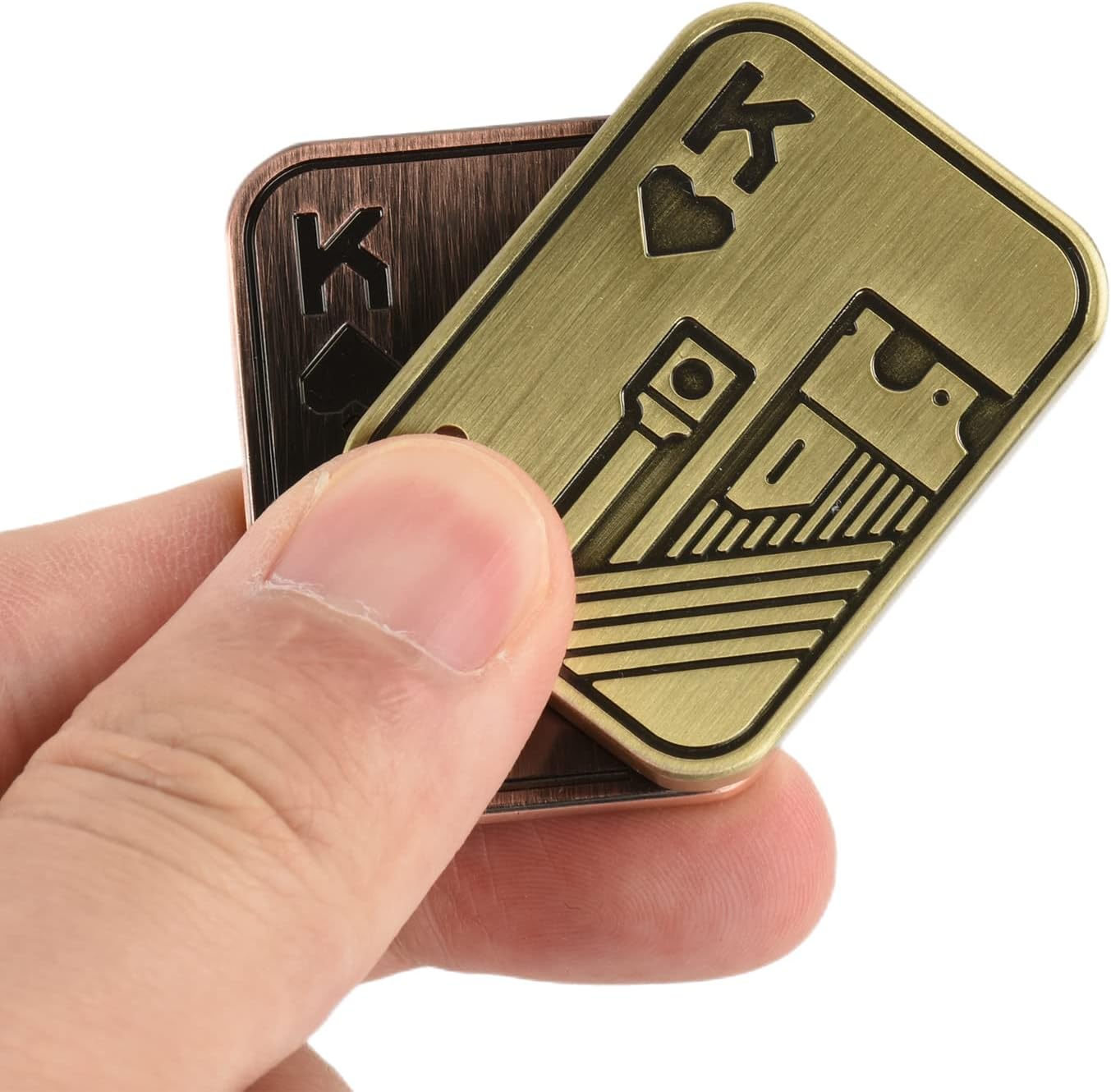 EDC Metal Fidget Slider Toys- Stress Relief EDC Fidget Slider Casual Metal Adult's Hand Toys Office Desk Toys Gifts Stress Toys for Adults(Poker-K)