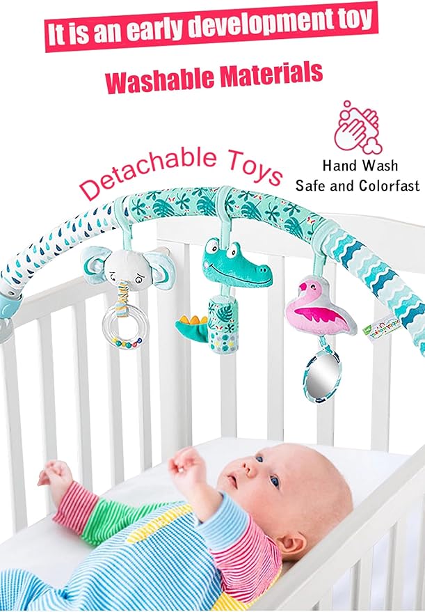 Pau1Hami1ton Baby Stroller Arch Toys, Car Seat Toys,Bouncer Toy Bar/Mobile for Bassinet,Adjustable Baby Hanging Toys Fit for Crib Bed,Stroller,Car Seat.S-19(Crocodile)