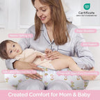 Little Grape Land Nursing Pillow,Upgraded Breast Feeding Pillow for Mom,Breastfeeding & Bottle Feeding for 0–12 Months, Soft Machine Washable Cover with Firm Breathable Filling, Tummy Time,Butterfly