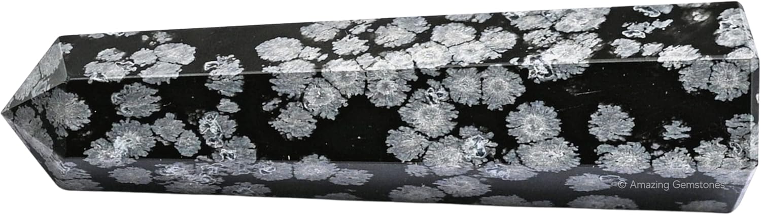 Amazing Gemstone Snowflake Obsidian Crystal Towers - Natural Healing Crystal Point Obelisk for Reiki Healing and Crystal Grid (3 Inch)