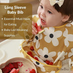 Long Sleeve Baby Bib, Waterproof Fabric, Catch-All Pocket, Baby Smock Bib, Adjustable Sleeves