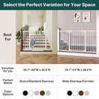 Cumbor 29.7-46" Baby Gate for Stairs, Toddler Safety Essentials for The House, Auto Close Dog Gate for Doorways, Mom's Choice Awards Winner-Easy Install Pressure Mounted Pet Gates for Dogs, White