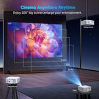 Portable Mini Projector with Electric Focus, NICPOW Full HD 1080P Projector, Bluetooth Movie Projector with Auto Keystone, Two-Way Bluetooth, Ideal for Indoor Outdoor Use, White