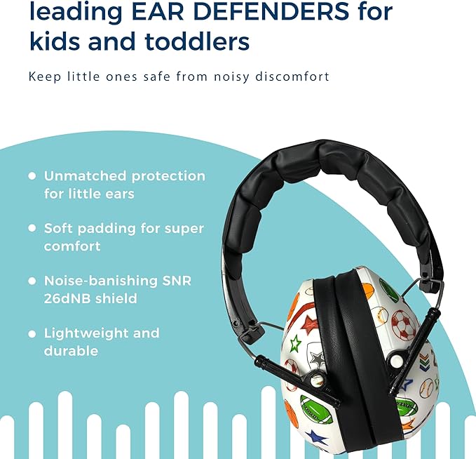 BANZ Kidz Earmuffs 2 Years & Older - Loud Noise Cancelling Kids Headphones & Toddler Ear Muffs, Size Adjustable