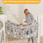 KORIMEFA 11 in 1 Toddler Slide and Swing Set, Kids Slide for Toddlers, Outdoor Indoor Playground for Toddlers 1-3, Toddler PlaySet with Basketball Hoop and Ball Golf Set, Climbing Arch(Grey)