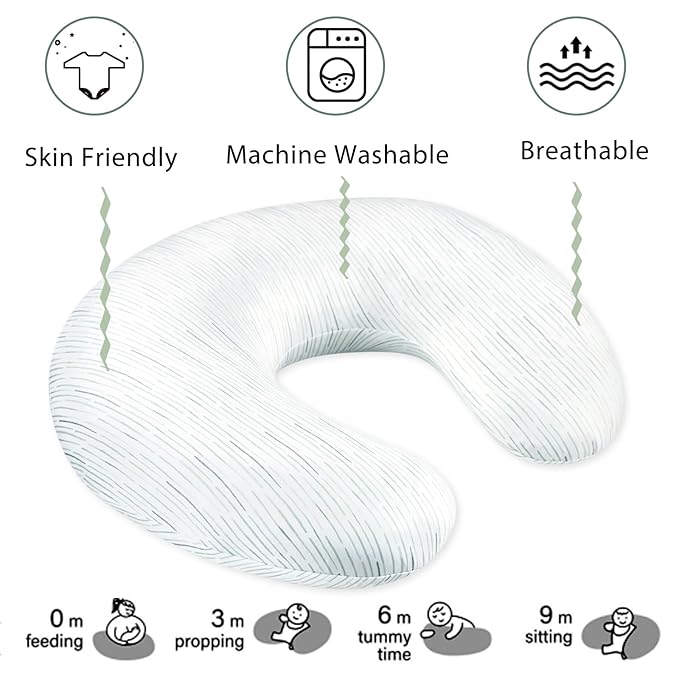 Pea Pod Nursing Pillow Cover Striped Breastfeeding Pillow Slipcover for Moms Soft Breathable Organic Knit Fabric Newborn Infant Feeding Pillow Covers for Baby Girl Boy