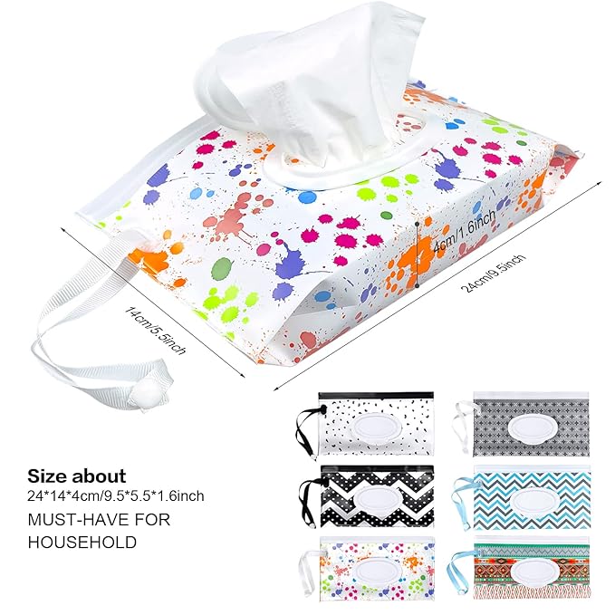 6pcs Portable Wet Wipes Pouch, KALYLOC Reusable Baby Wipe Dispenser Pouch Container, Eco Friendly Travel Wet Wipes Holder with Sealed Zipper
