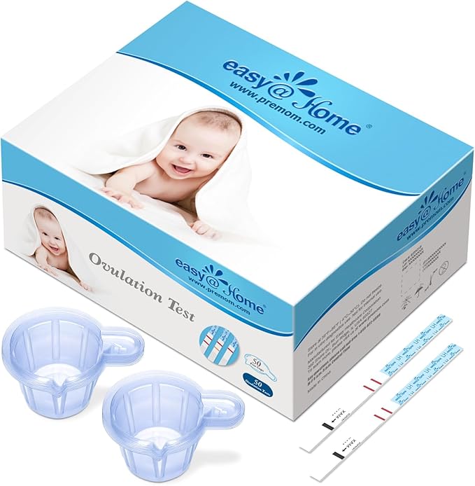 Easy@Home Ovulation Test Predictor Kit : Accurate Fertility Test for Women (Width of 5mm), Fertility Monitor Test Strips, 50 LH Strips with 50 Urine Cups