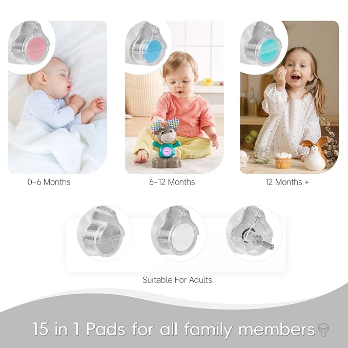 Baby Nail Trimmer Electric, 15 in 1 Baby Nail Clippers for Gentle Nail Care, Rechargeable Baby Nail File Electric with Light &15 Grinding Pads for Infant Toddler, Grey