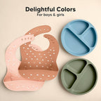 KeaBabies 2-Pack Silicone Baby Bibs for Eating - Sturdy Food-Grade Silicone Bibs for Babies Girl, Boy, Large Food Catcher, Clean & Put On Easily, Waterproof Toddler Feeding Essentials (Butterflies)