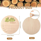 Baby Announcement Sign, 5.9 Inch Wooden Hello World Newborn Signs, Birth Announcement Sign, Baby Shower Hospital Nursery for Newborn Boys and Girls (Wilderness Green)