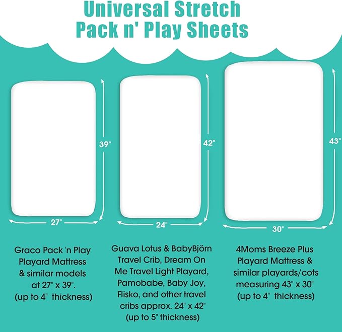 Pack n Play Stretchy Fitted Playard Sheet Set BROLEX 2 Pack Portable Mini Crib Sheets,Convertible Playard Mattress Cover,Ultra Soft Material，Space Planet