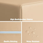 4-Piece Soft PU Leather Toddlers Climbing Toys, Baby Foam Climbing Blocks for Toddlers 3, Foam Play Gym Climbing Structures, Indoor Climb and Crawl Activity Play Set (White and Coffee)