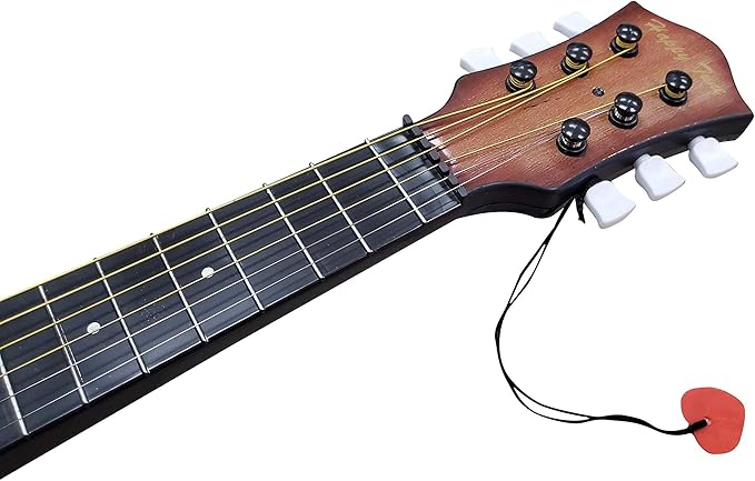 23" Acoustic Guitar, Kids 6 String Toy Guitar - Realistic Steel Strings - Beginner Practice First Musical Instrument for Children, Toddlers (Walnut)