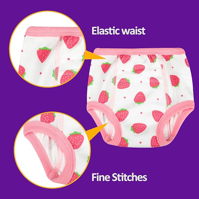 MooMoo Baby 8 Packs Potty Training Pants Cotton Absorbent Training Underwear for Toddler Boy and Girls 2T-9T