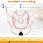 Baby Swing for Infants,Comfort Cradling Baby Rocker Portable Newborn Swing with Music/Remote Control/Timing Function,Pink