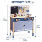 ROBUD Wooden Toy Workbench, Large Kid's Wooden Play Tool, Pretend Play Creative Building Set, Construction Workshop Tool Bench Toys, Gift for Girls & Boys, 3+