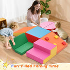 Lischwert Foam Climbing Blocks for Toddlers 1-3, 7pcs Soft Play Set with Crawling Exploration Toys, Indoor Outdoor Infant Safe Blocks for Baby Gym Toddler Playground