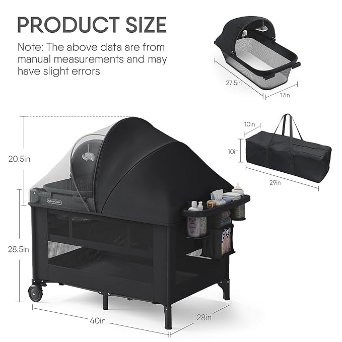 4-in-1 Baby Bassinet with Playard, Sleeper Nest, Changing Table, Mosquito Net & Canopy, Storage and Toys for Newborn to Toddler