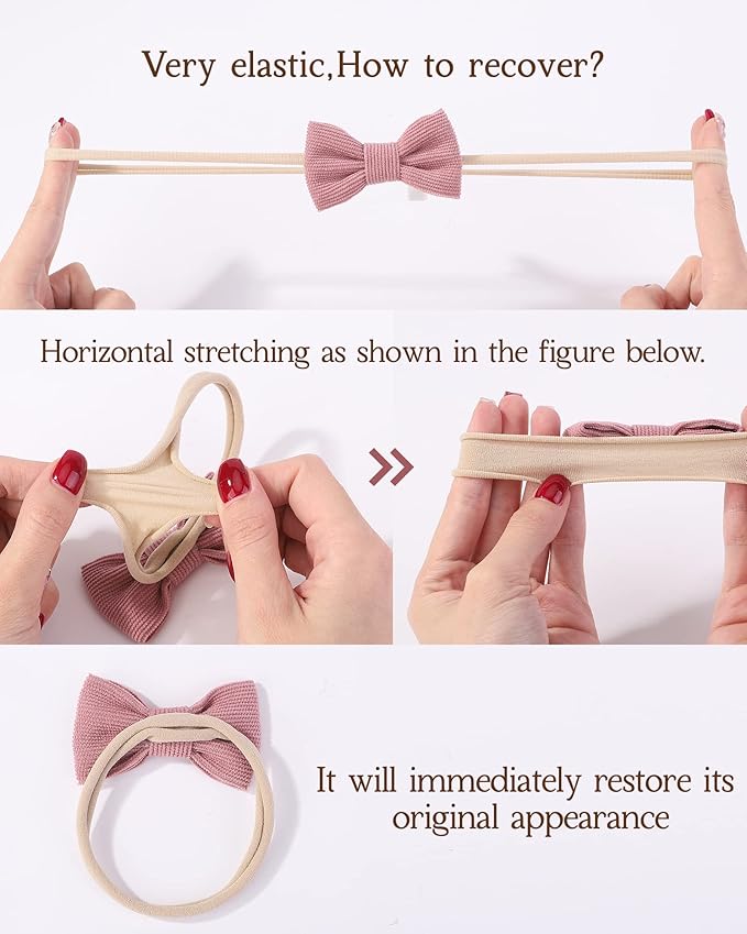 doboi 10PCS Baby Girls Headbands Hair Bows Nylon Linen Hairbands Handmade Hair Accessories for Newborn Infant Toddlers Little Girl and Kids 3.5Inches