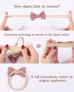 doboi 10PCS Baby Girls Headbands Hair Bows Nylon Linen Hairbands Handmade Hair Accessories for Newborn Infant Toddlers Little Girl and Kids 3.5Inches
