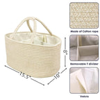 Large Baby Diaper Caddy Organizer for Girl Boy Rope Nursery Storage Bin Basket Portable Holder Tote Bag for Changing Table Car Travel Baby Shower Gifts Oatmeal