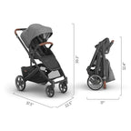 UPPAbaby Cruz V3 Stroller - from Birth + Car Seat Compatible - Full-Size, Reversible Seat - Infant Insert, Bug and Rain Shields Included - Greyson (Charcoal Mélange/Carbon Frame/Saddle Leather)
