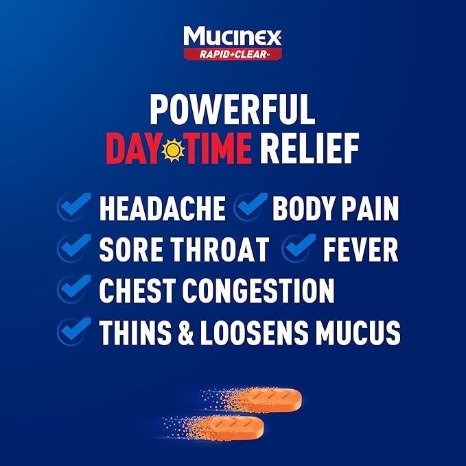 Mucinex Rapid+Clear Maximum Strength Day & Night Cold and Flu Medicine for Adults (20 caplets) + Sinus Pressure Relief Nasal Spray (0.75 oz), Over-The-Counter Medication Combo Pack for Symptom Relief