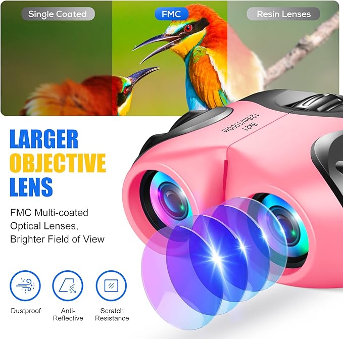 LET'S GO! Binocular for Kids, Compact High Resolution Shockproof Binoculars