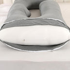 Pregnancy Pillow J-Shaped Full Body Pillow,59 inch with Jersey Cover Easy to Remove and Wash, Support Pregnant Women's Backs Legs and HIPS, Improve Sleep,Pregnancy Pillow for Women ，Dark Grey