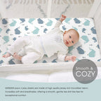 GRSSDER Stretchy Ultra Soft Jersey Knit Fitted Pack n Play Sheets Set 2 Pack, Portable/Mini Cribs Playards Sheets, Universal Fitted Pack and Play Mattress Sheets, Lovely Whale for Girls and Boys