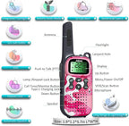 Kids Walkie Talkies Toys Boys Gifts 5 6 7 8 9 Year Old Outdoor Toys for Kids 2 Way Radio with Camping Gear Army Soldier Pretend Play Birthday Present Boy (Blue Pink)