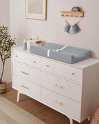 Blissful Diary Muslin Baby Changing Pad with Waterproof Lining Foam, Diaper Changing Table Pad with Cover for Dressers (Gray, Rectangular)