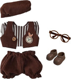 17cm Doll Clothes, Accessories for 15/17cm Dolls Clothes Headband + Overalls, Dolls Keychain Accessories, No Doll Included (Brown Gentleman)